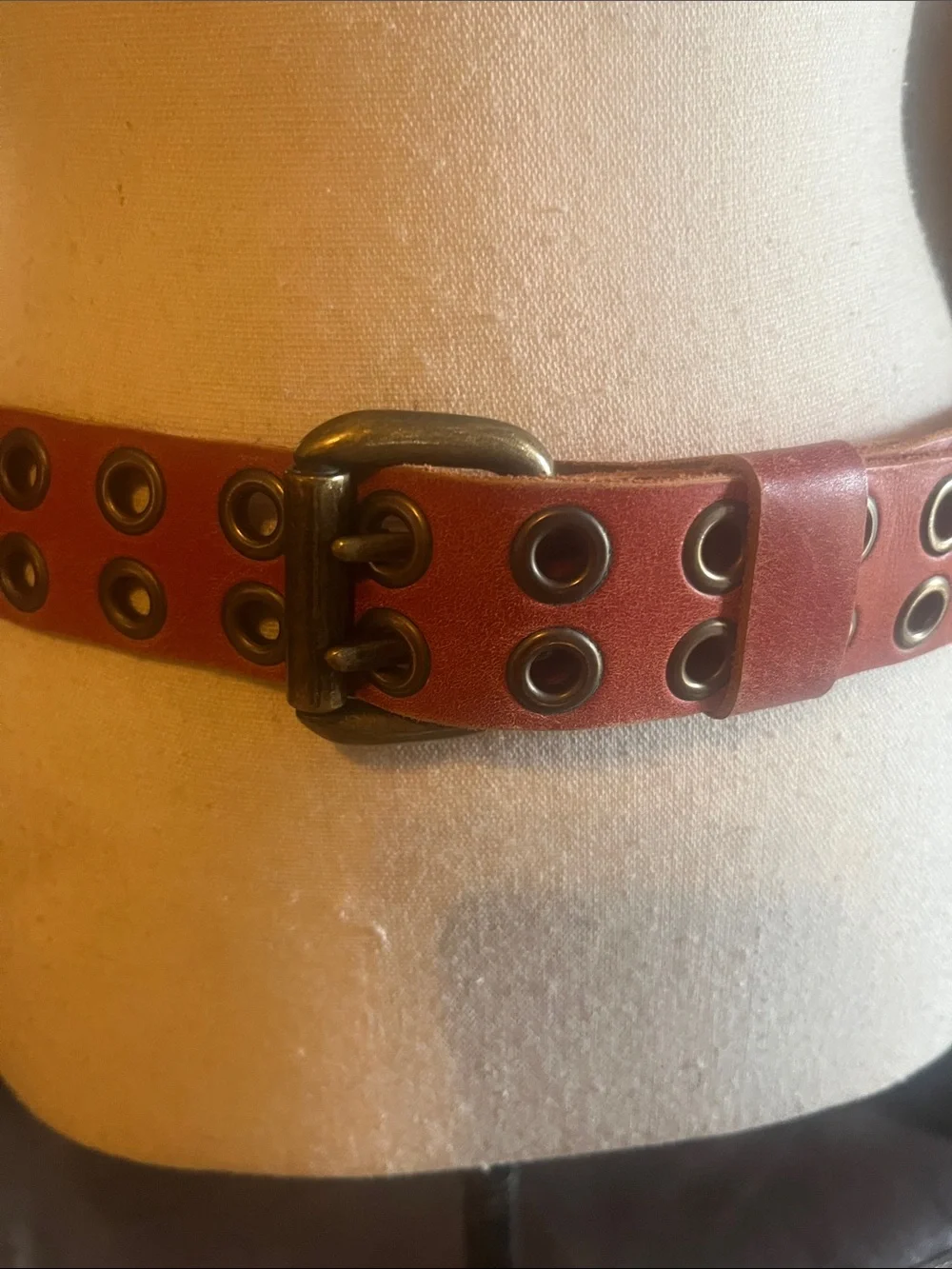 Brave Beltworks Bacca II Double Row Grommet Brown/Tan Leather Belt Boho Festival